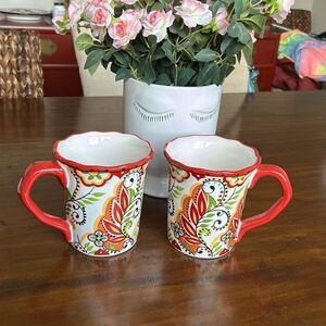 Espana Bocca Tabletops Unlimited Lifestyle Coffee Tea Mugs Floral Paisley Lot 2